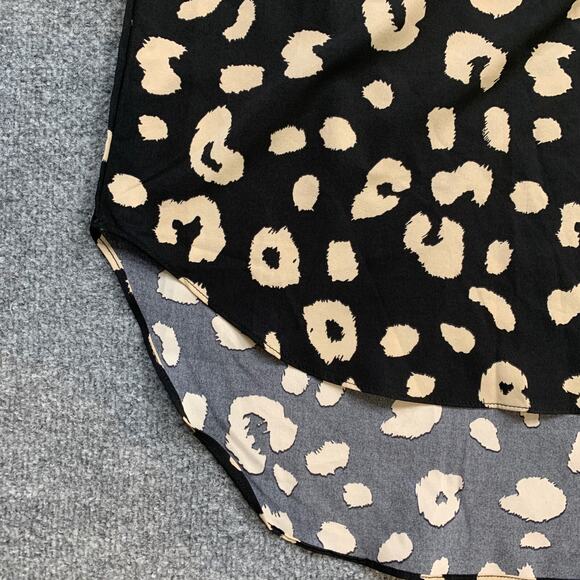 SheIn Skirt Womens 6 Black Sand Cheetah Pull On Elastic Waist High Low Hem Midi - Picture 3 of 13